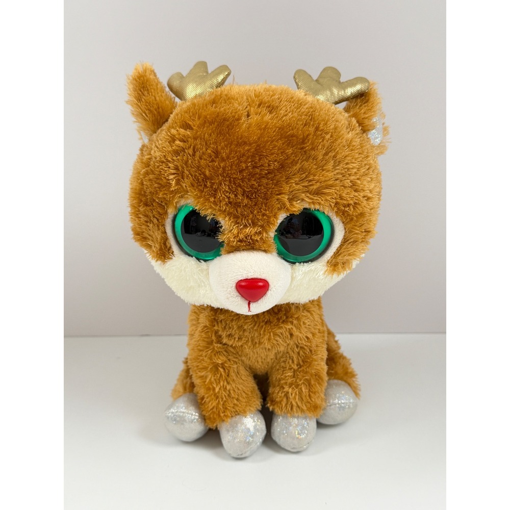 Ty Beanie Boos Alpine Reindeer Plush Medium Brown Gold Antlers Retired 2012
